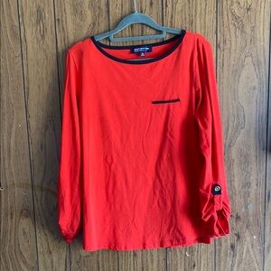 Jones New York Red Relaxed 3/4 Sleeve Blouse